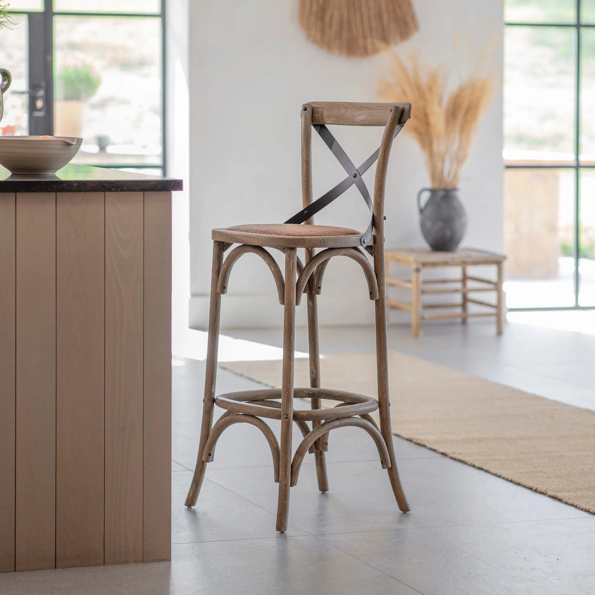 Larchmont Cross Back Bar Stool | Annie Mo's