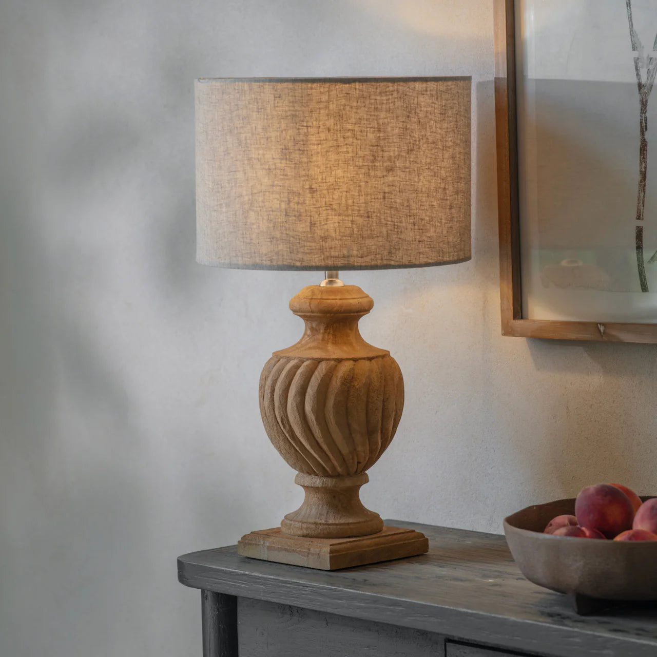 Dalhouise Wooden Rippled Table Lamp 41cm