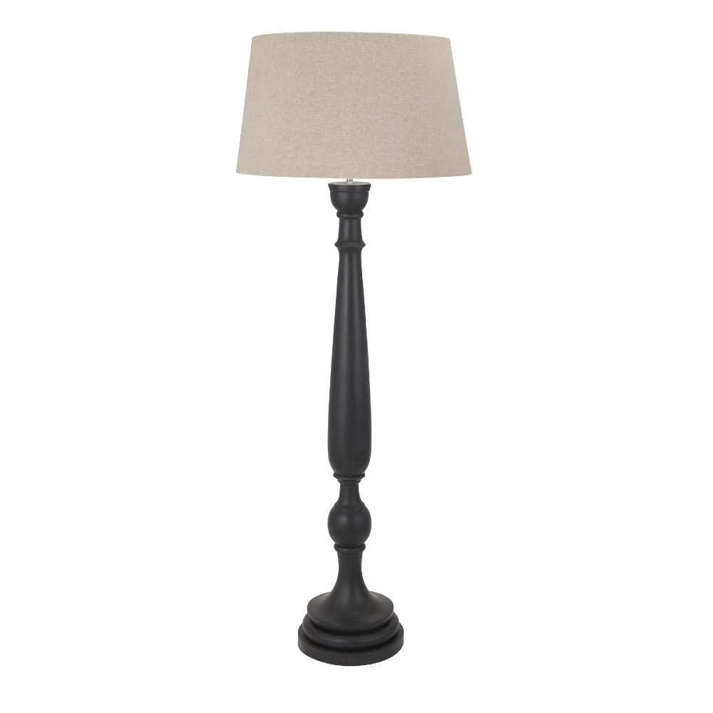 Dark Grey Floor Lamp With Linen Shade 164cm | Annie Mo's