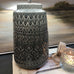 Dark Grey Ceramic Lamp with Linen Shade 51cm C