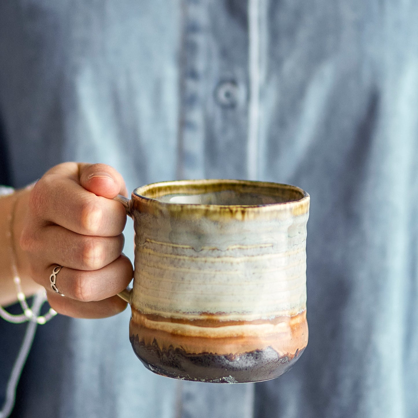 Deana Mug, Multi Neutral, Stoneware | Annie Mo's