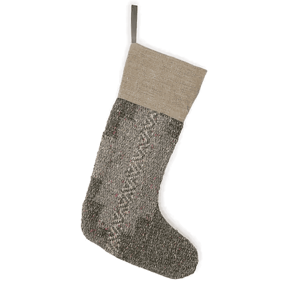 Dhanda Recycled Wool Stocking - Moss and Natural-D