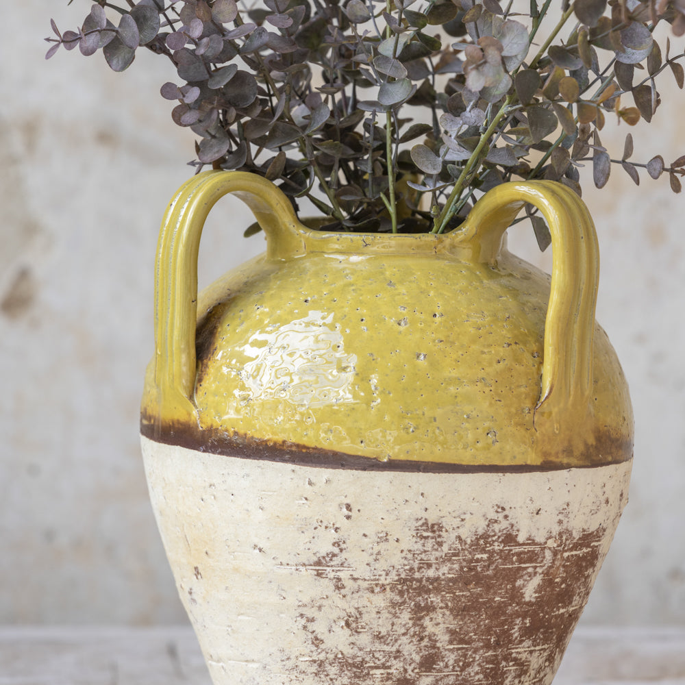 Dijon Part Glazed Vase With Handles 29cm