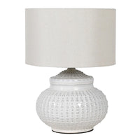 Dinky Cream Dimple Lamp with Linen Shade 40cm D