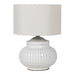 Dinky Cream Dimple Lamp with Linen Shade 40cm D