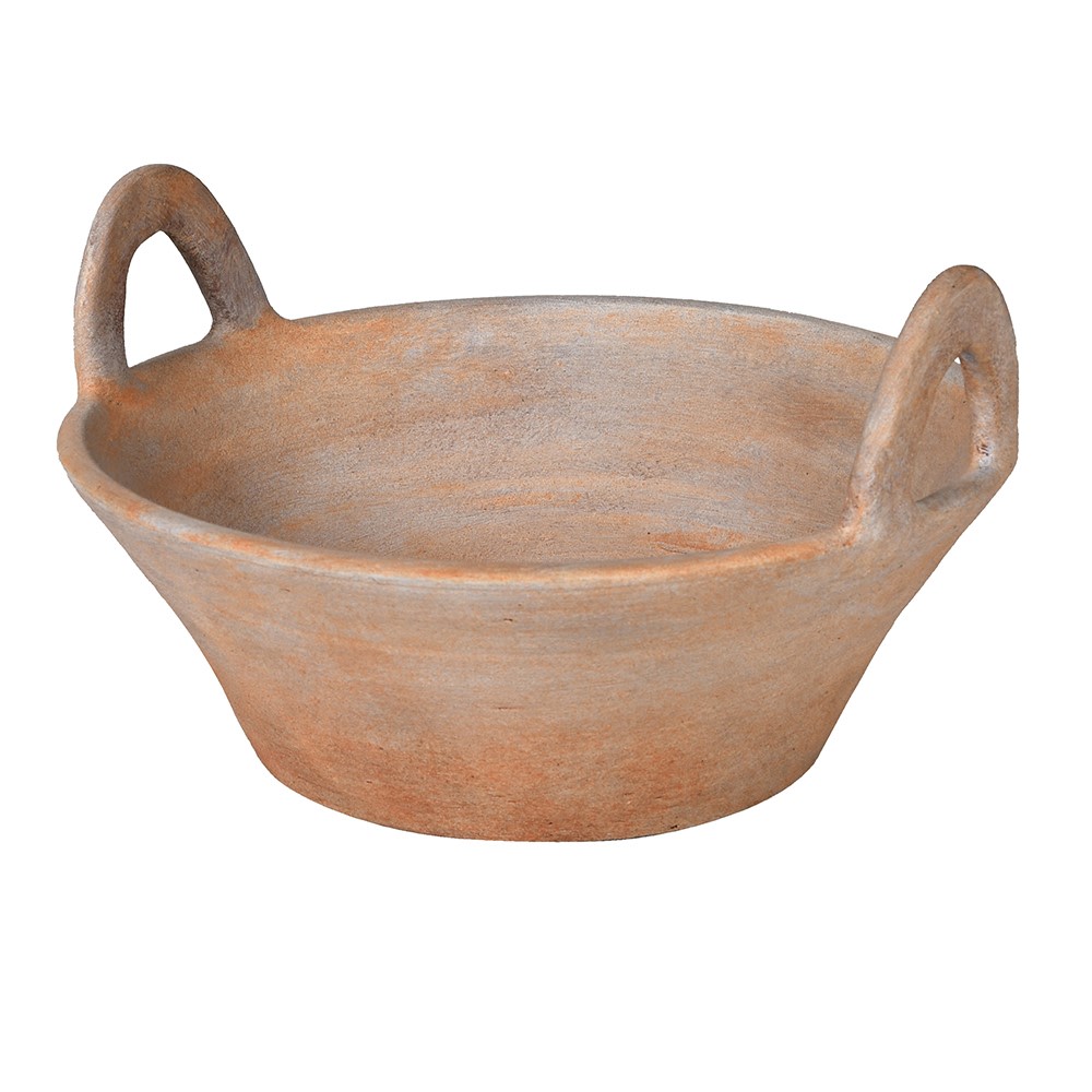 Distressed Pale Terracotta Bowl with Handles 29cm