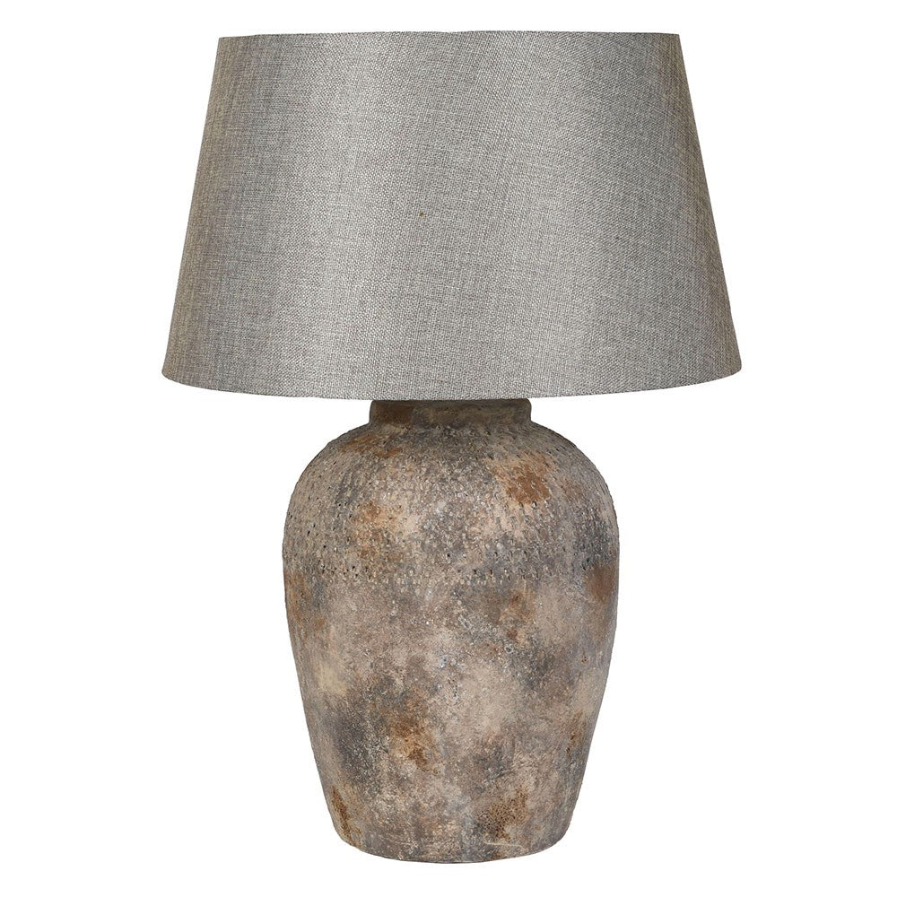 Distressed Stone Effect Table Lamp with Linen Shade 70cm | Annie Mo's