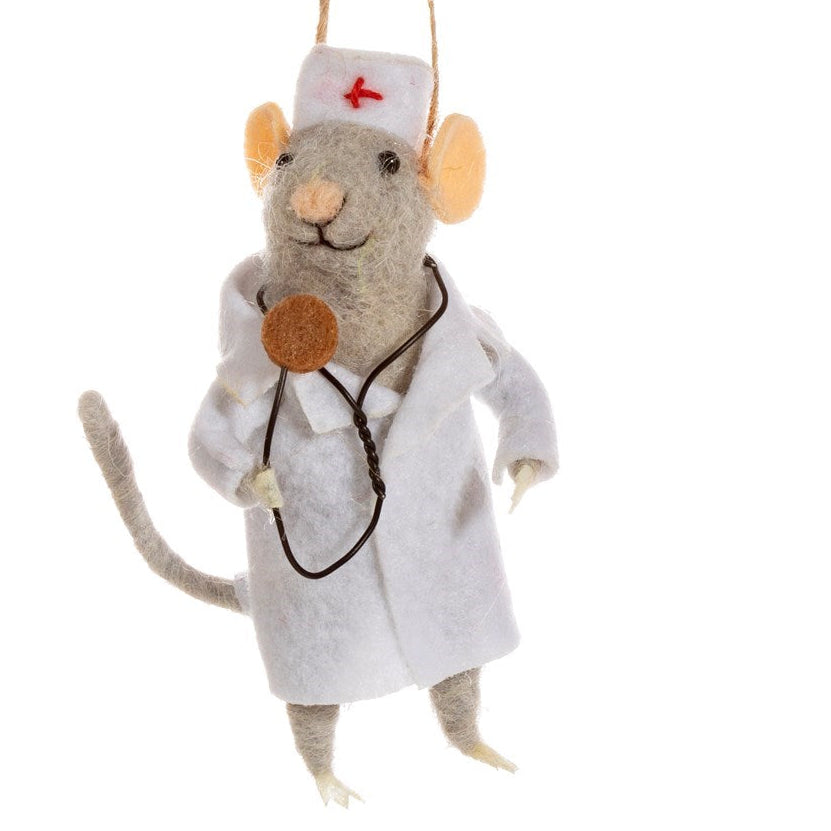 Doctor Mouse Felt Decoration 11cm | Annie Mo's