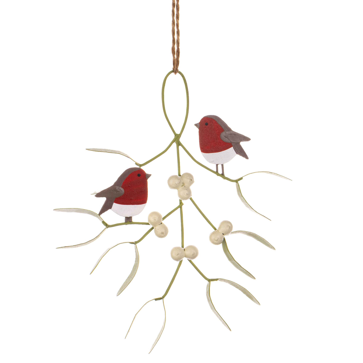 Duo of Robins on Mistletoe Hanging 12cm | Annie Mo's