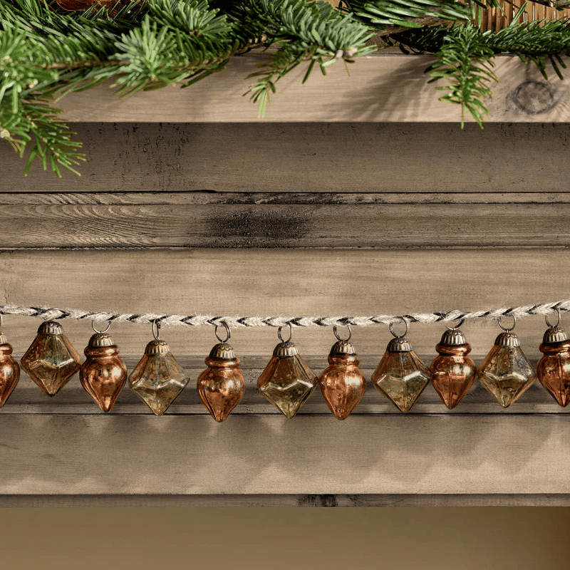 Ekiti Bauble Garland - Antique Gold and Rust 130cm | Annie Mo's D