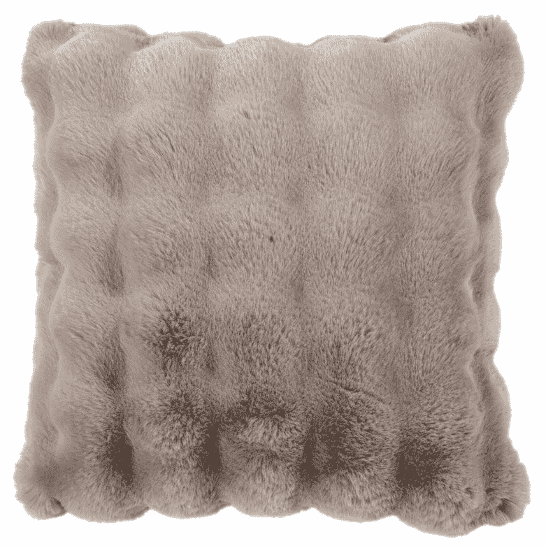 EXTREME SOFT TEXTURED CUSHION IN FAUX RABBIT TAUPE 50 X 50cm