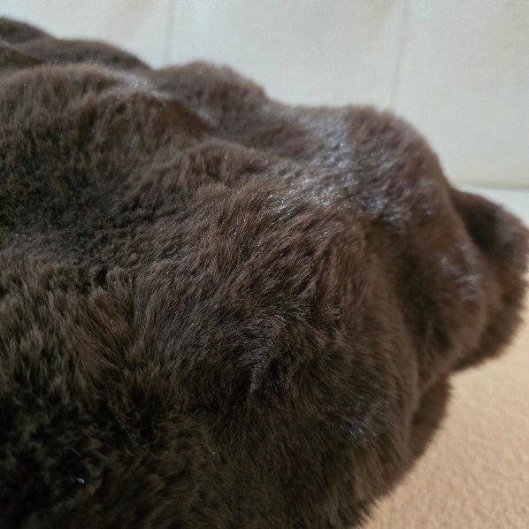 EXTREME SOFT TEXTURED CUSHION IN FAUX RABBIT CHOCOLATE 2