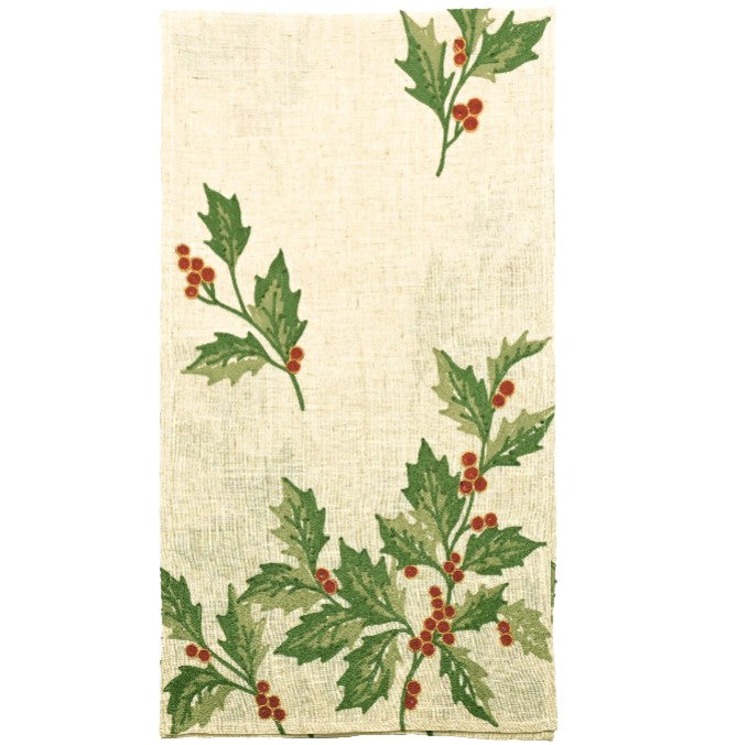 Embroidered Holly Berry Table Runner 35x175cm | Annie Mo's