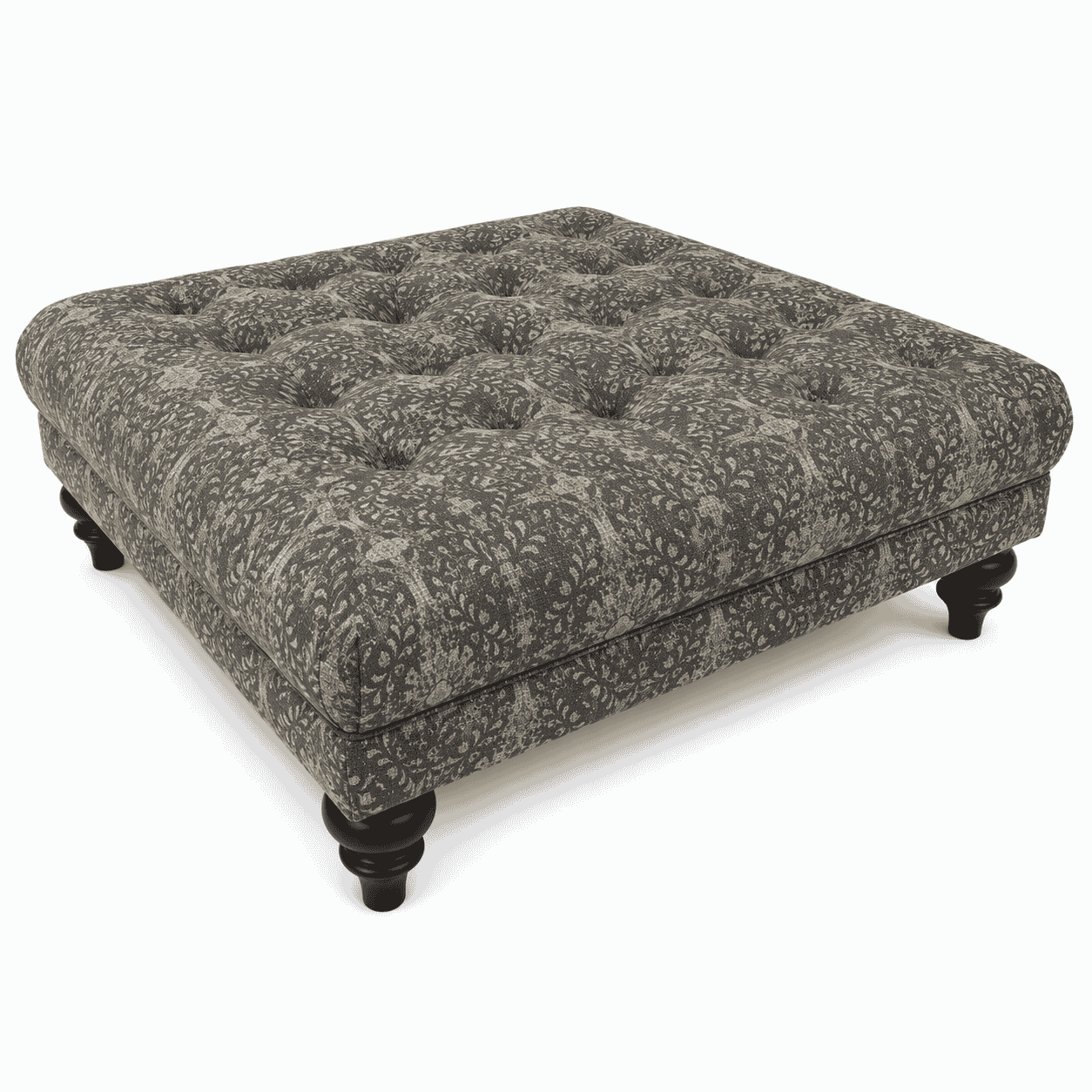 Emma Square Footstool Patterned Fabric Medina Vintage Porcelain