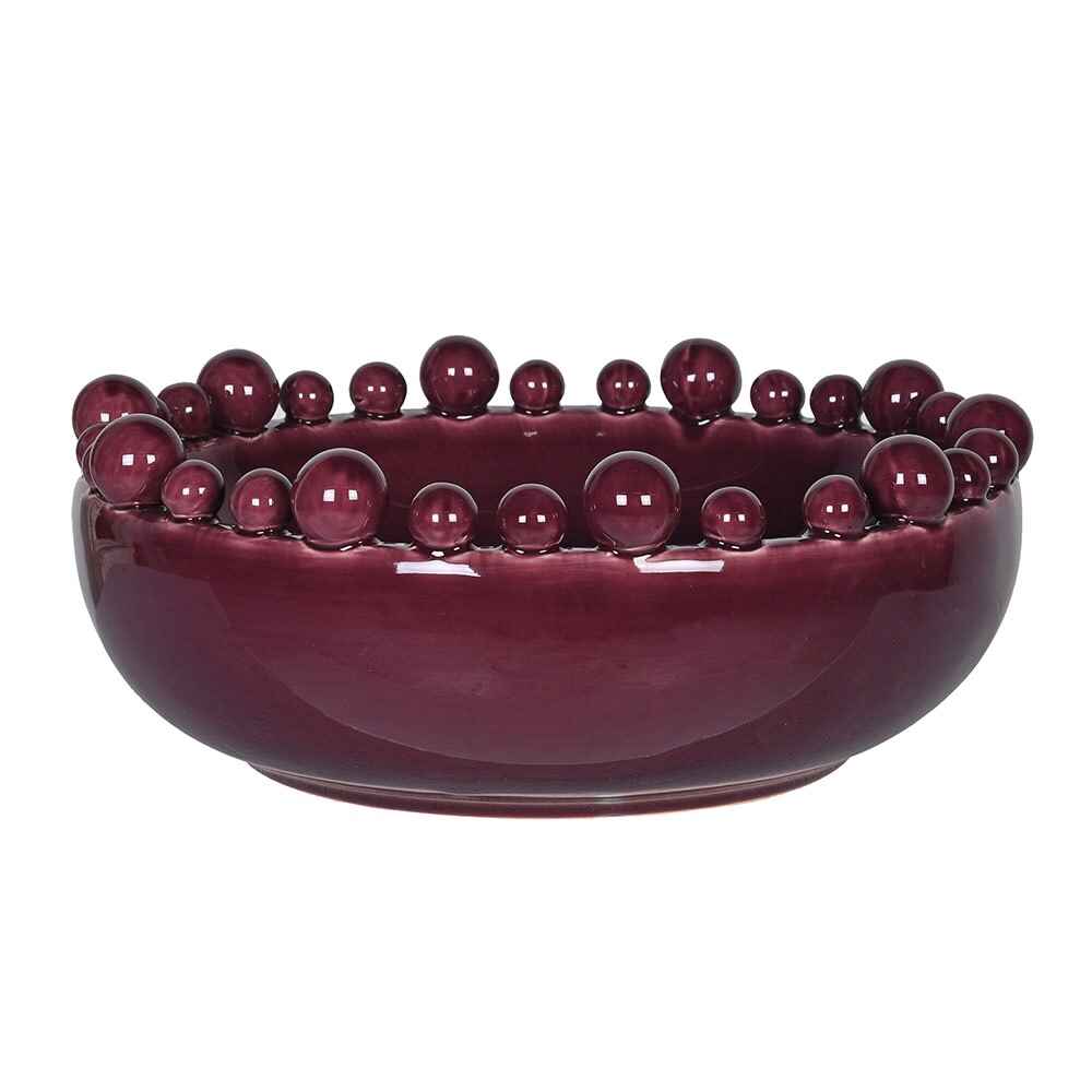 Emmerdale Decorative Burgundy Bobble Bowl 38cm