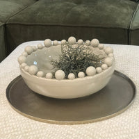 Emmerdale Cream Crackle Glazed Large Bowl with Ball Detail B