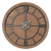Large Wood and Metal Roman Numerals Wall Clock