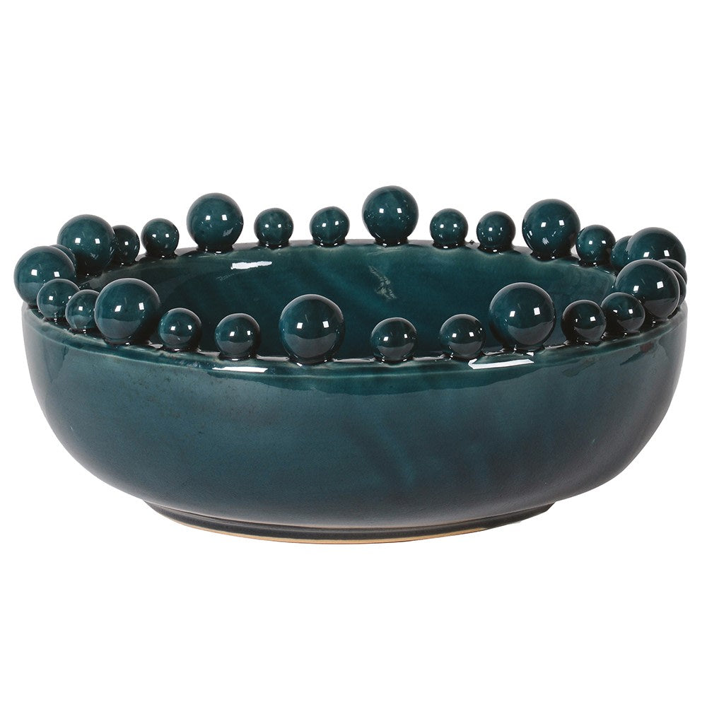 Teal Bobble Edged Bowl