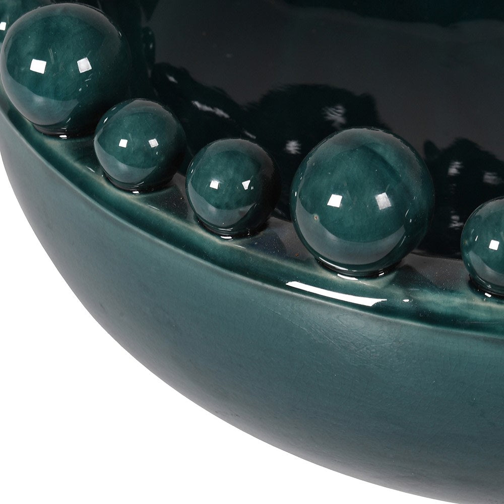 Teal Bobble Edged Bowl B