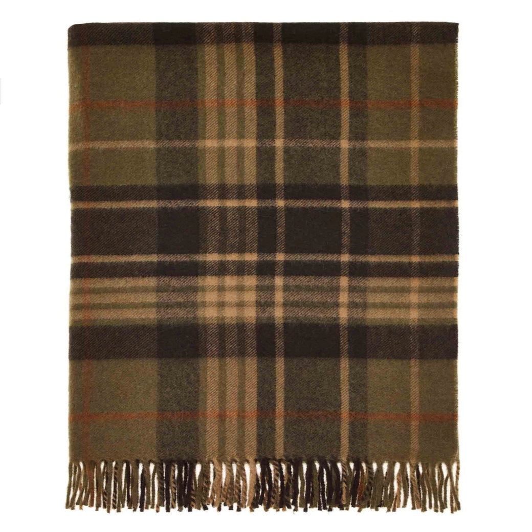 Estate Plaid Merino Throw - Olive | Annie Mo's