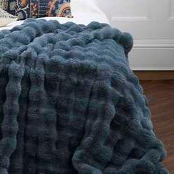 Faux Fur Slate Blue Throw 145 x 170cm | Annie Mo's