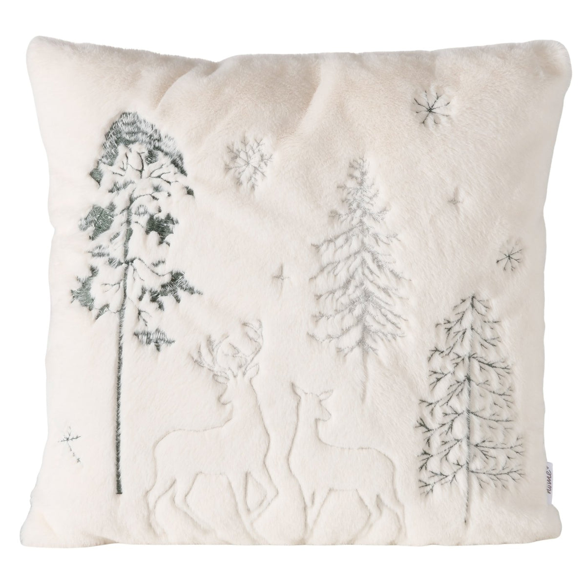 Faux Fur Winter Scene Christmas Cushion 45cm Square | Annie Mo's
