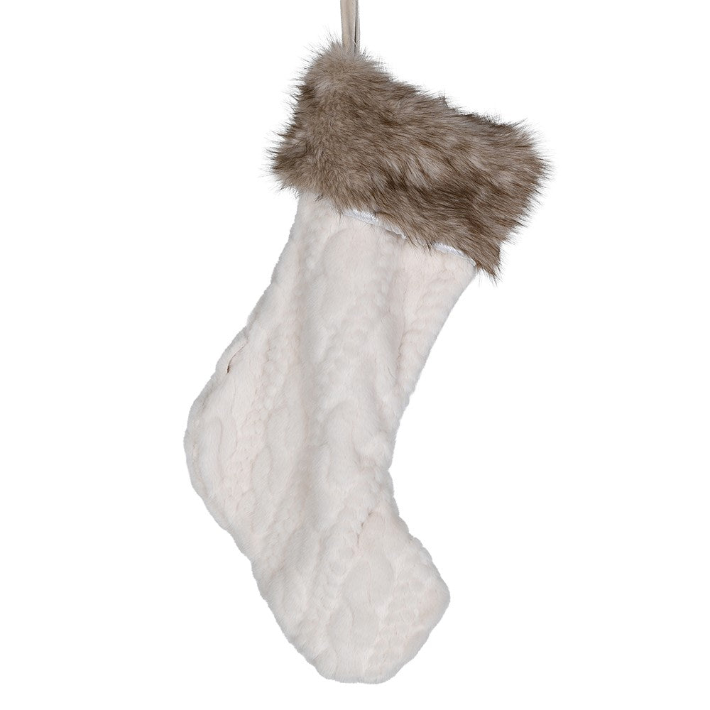 Faux Fur and Knit Christmas Stocking 55cm | Annie Mo's