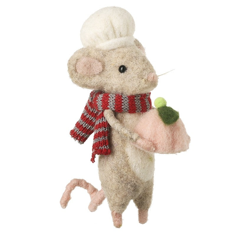 Felt Mouse With Pink Pudding 16cm | Annie Mo's