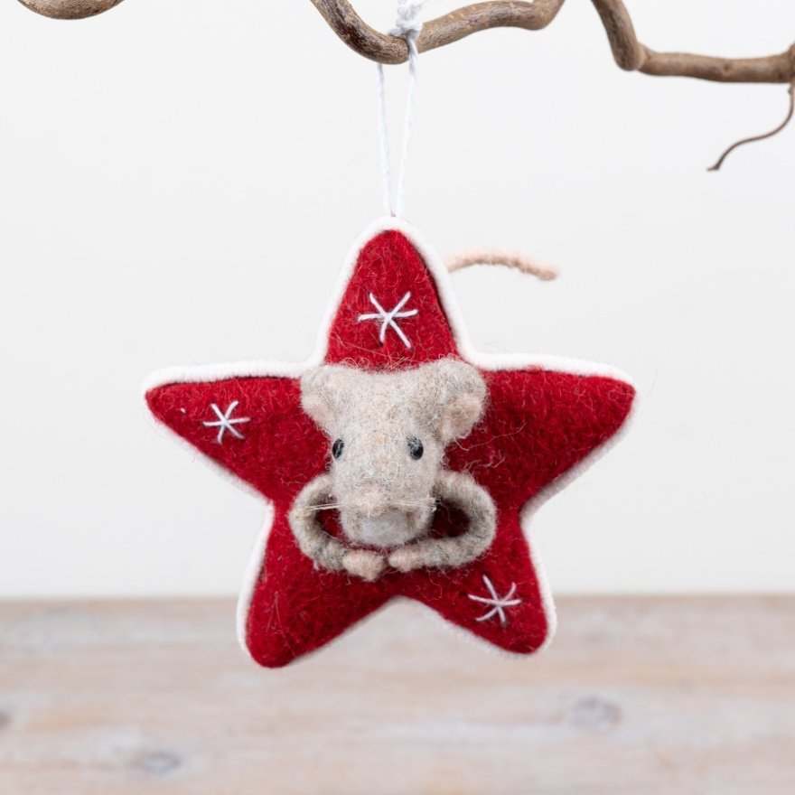 Felt Star Mouse Christmas Ornament 16cm