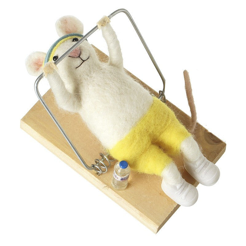 Felt Workout Mouse Decoration 12cm
