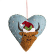 Festive Highland Coo Felt Hanging Heart 14cm | Annie Mo's