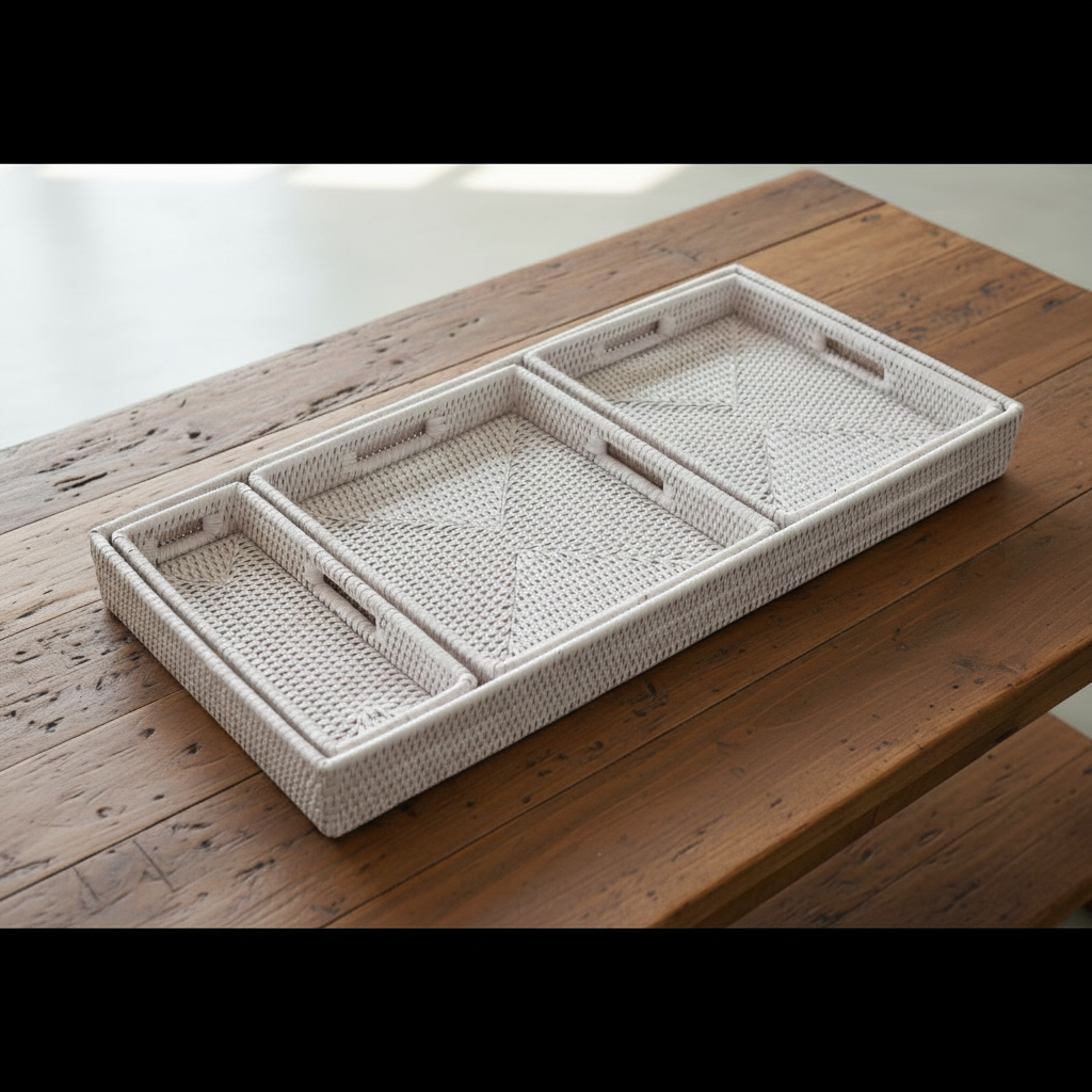 Four in One Set of Artisan Weave Stacking Trays 64cm