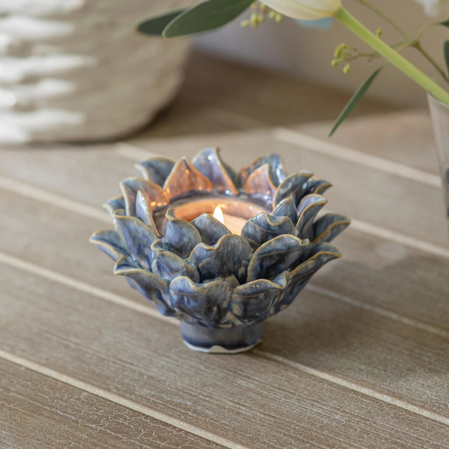Fowey Petal Candle Holder 14cm