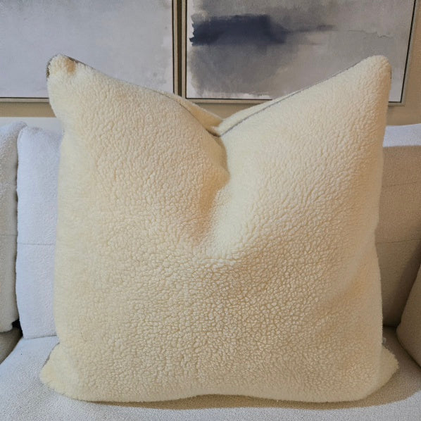 Frank Large Square Cushion Sherpa Cream 1