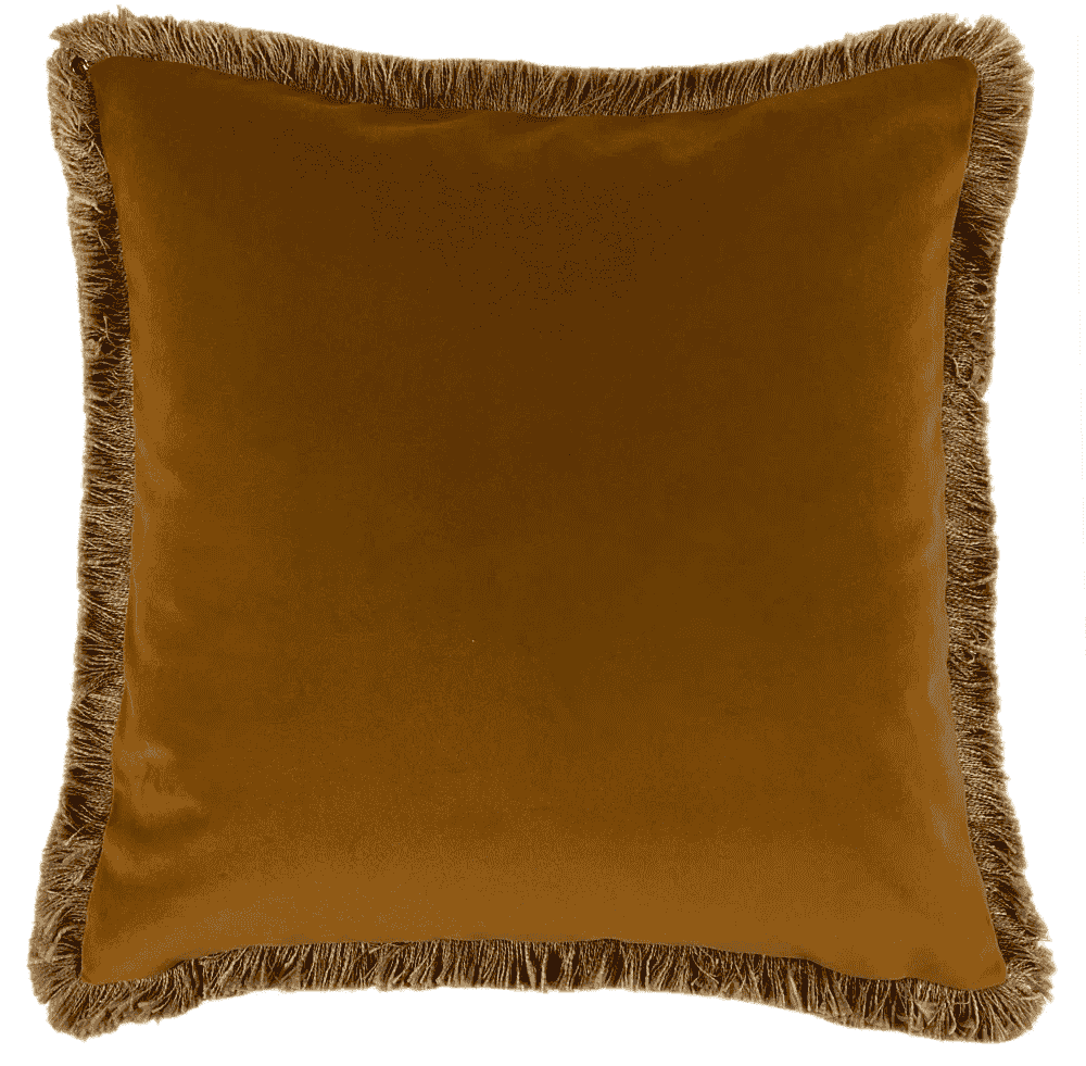 Fringed Verona Whisky Cushion 55x55cm