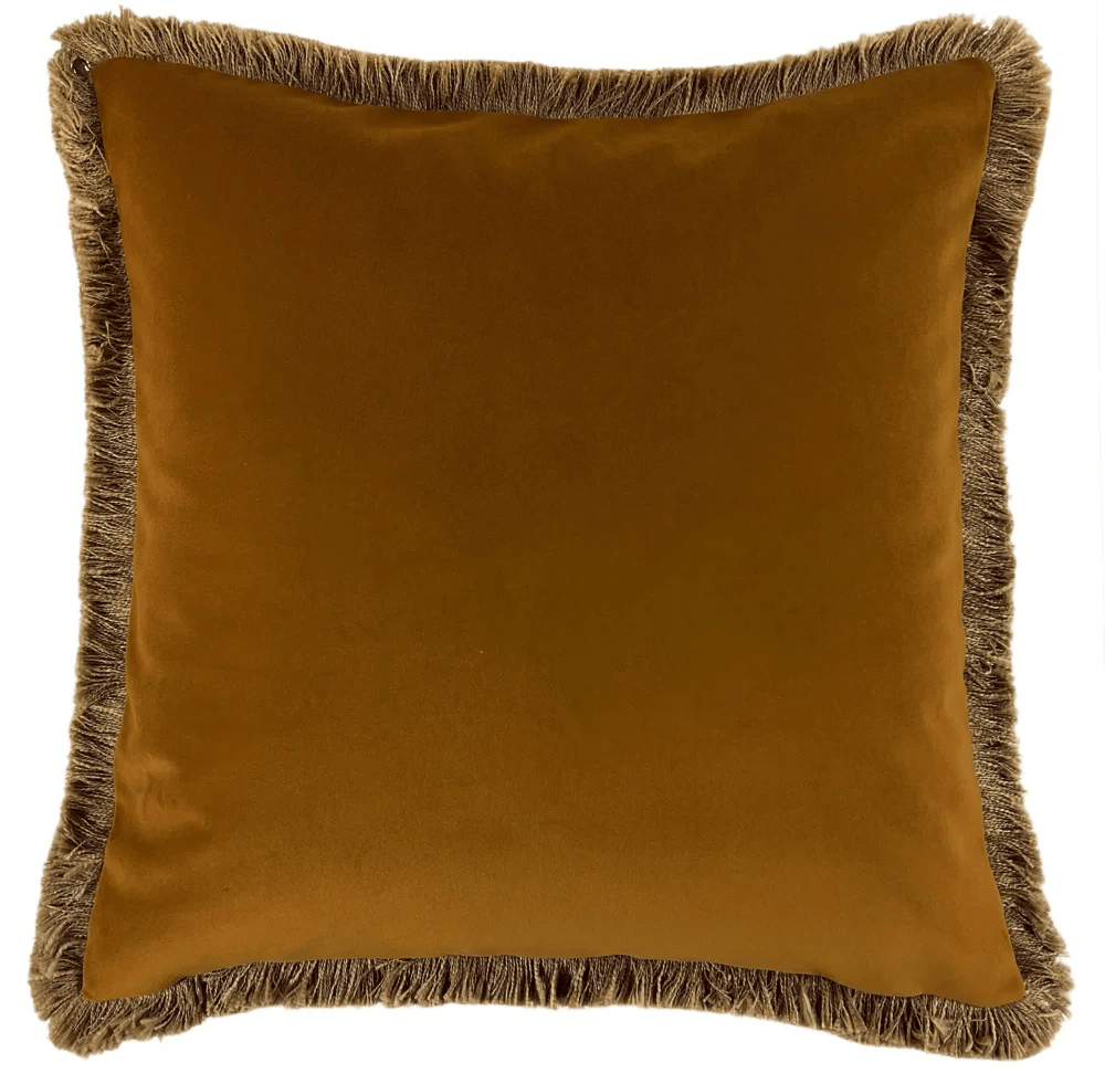 Fringed Verona Whisky Cushion 55x55cm