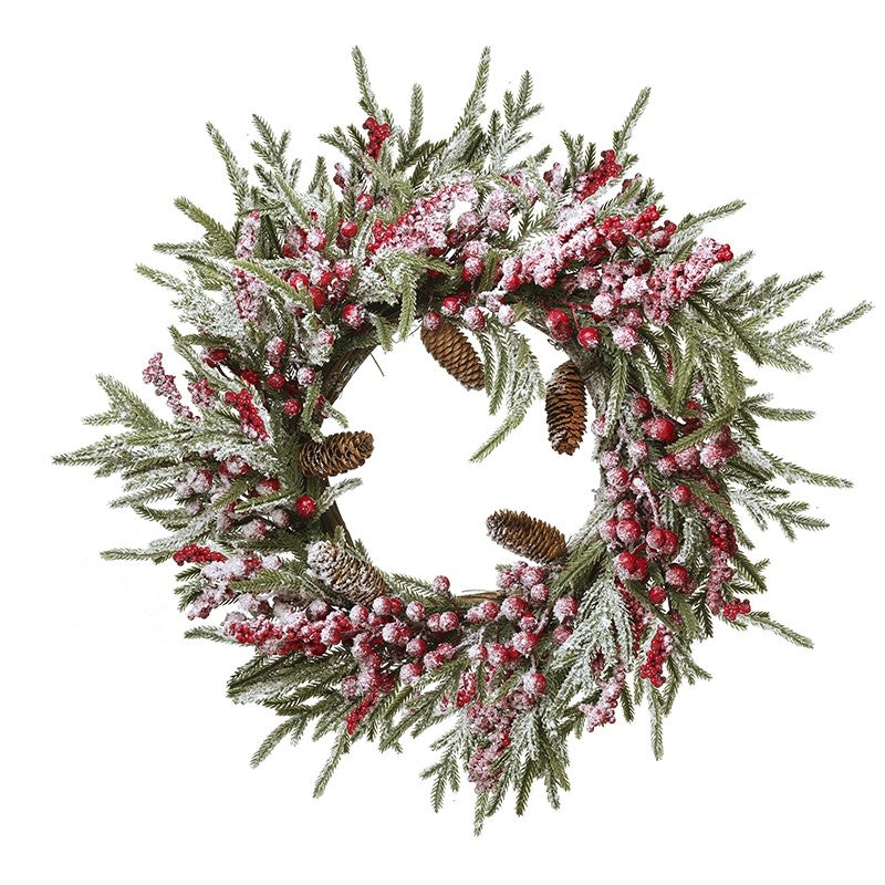 Frosted Red Berry Wreath 60cm | Annie Mo's