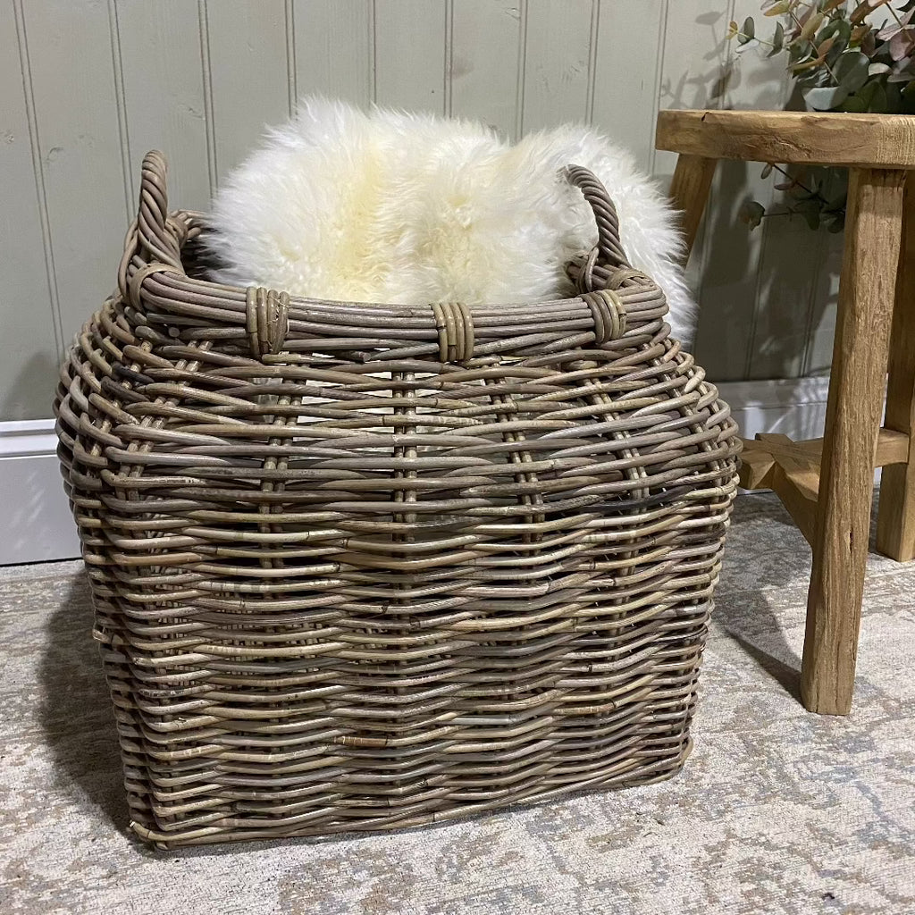 Round Top Square Bottom Basket with Ear Handles 44cm | Annie Mo's