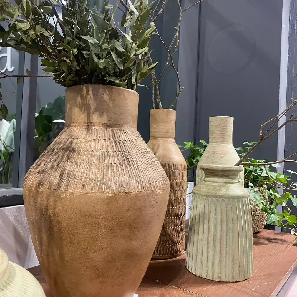 Rena Terracotta Vase - Green 20cm