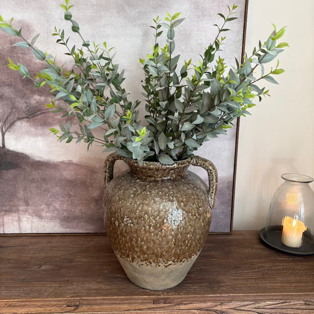 Brown Glaze Double Handled Vase 40cm
