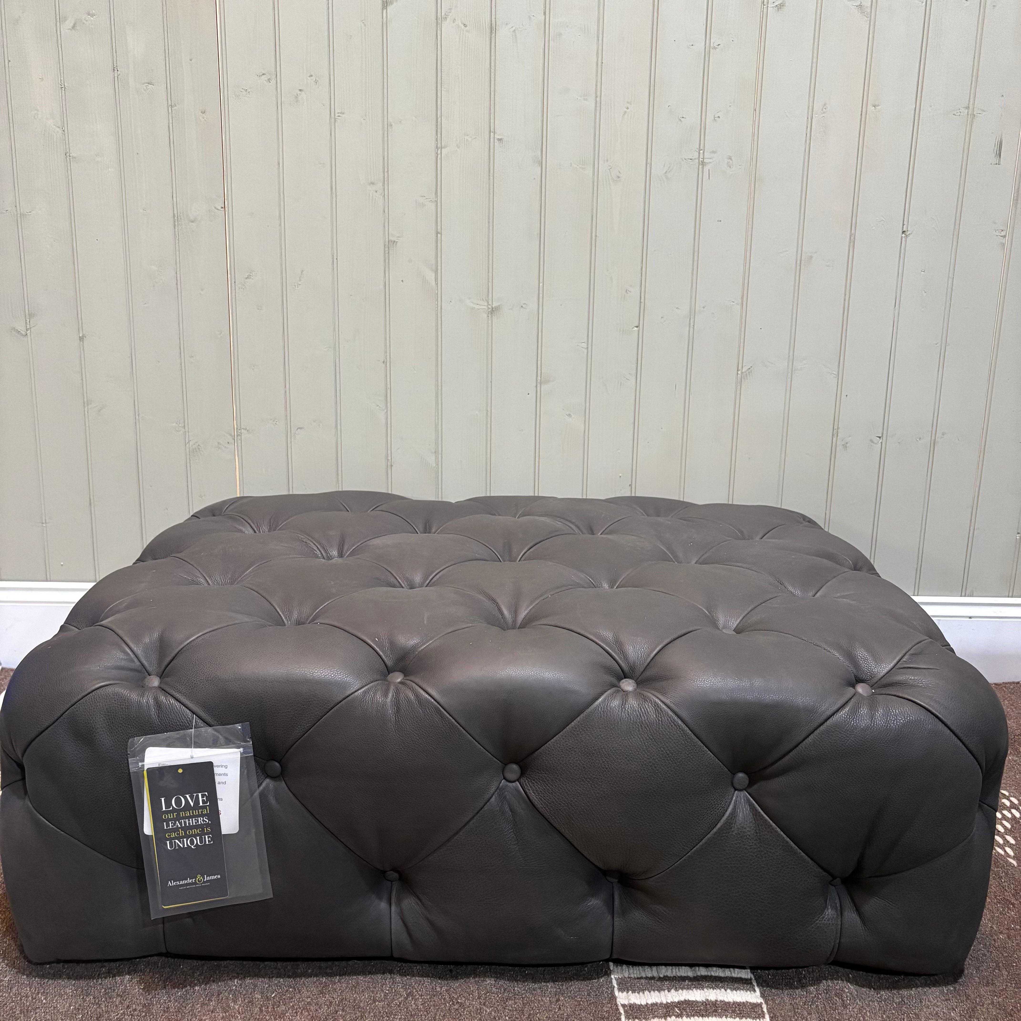 Baker Soul Graphite Leather Footstool 113cm - CLEARANCE | Annie Mo's