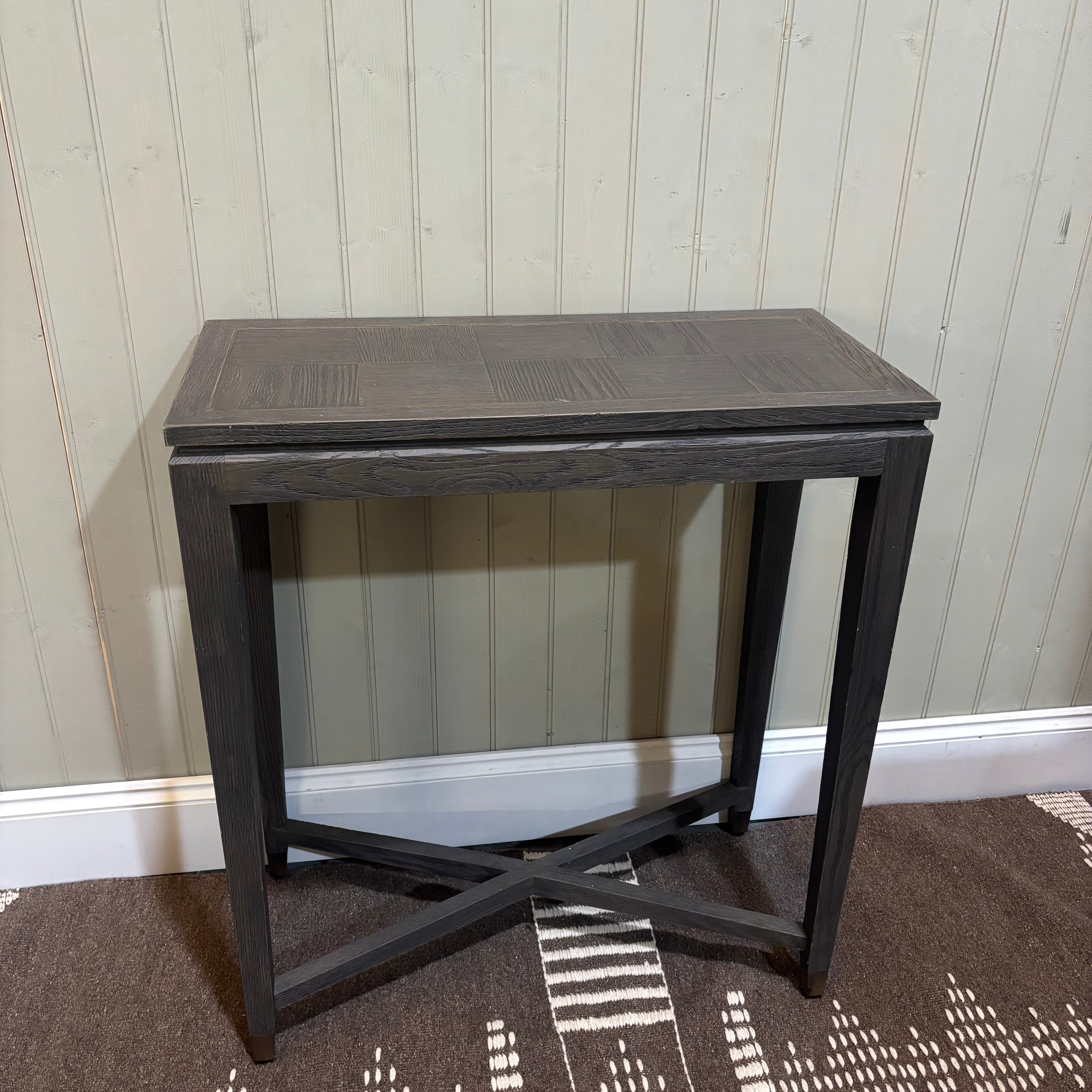 Darker Grey Oak and Oak Veneer Tall Console Table - CLEARANCE | Annie