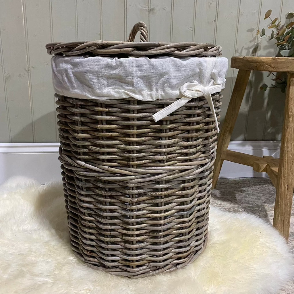 Round Rattan Laundry Baskets with Lining - Size Choice | Annie Mo's