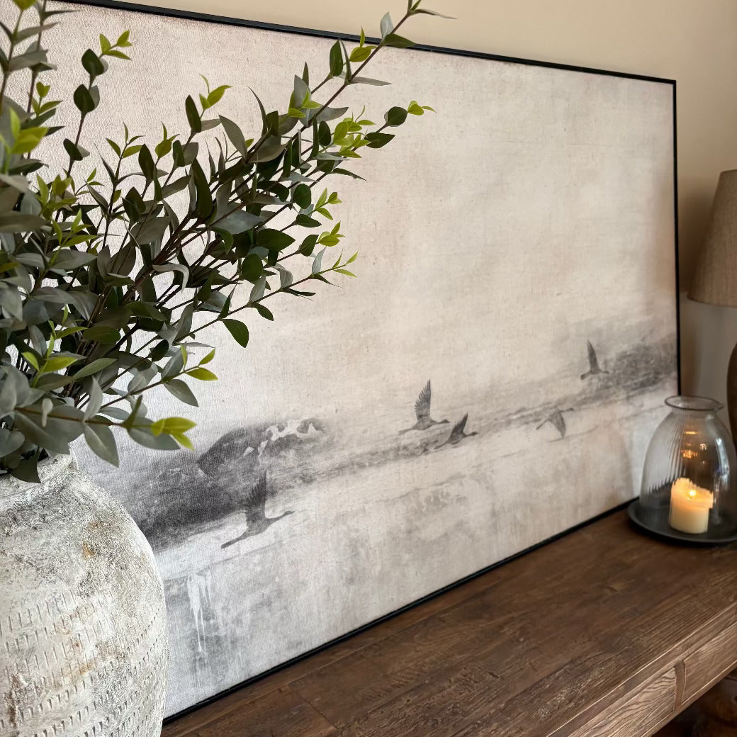 Birds Flying Framed Muted Canvas 150cm
