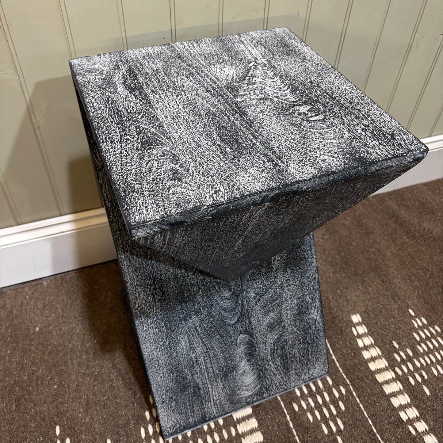 Grey Two Tone Z Shaped Side Table 59cm CLEARANCE