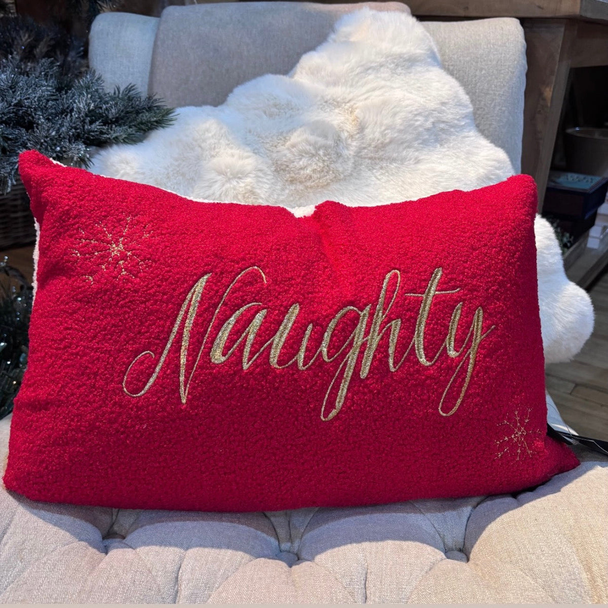 Naughty List Christmas Cushion 30x50cm
