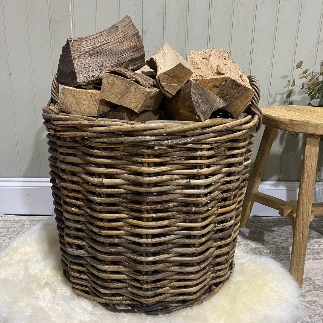Large Round Rattan Baskets with Ear Handles - Size Choice