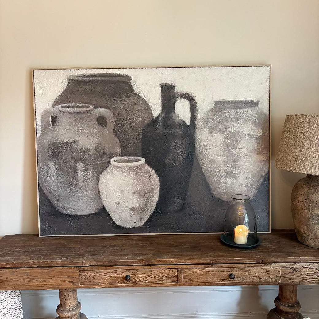Ceramic Pots Framed Canvas 140cm-B