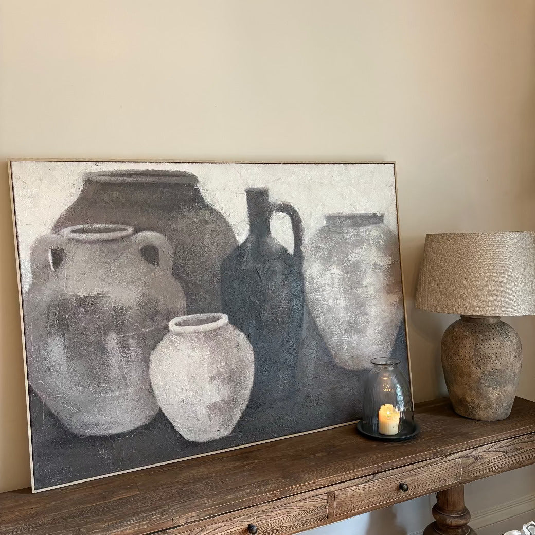 Ceramic Pots Framed Canvas 140cm
