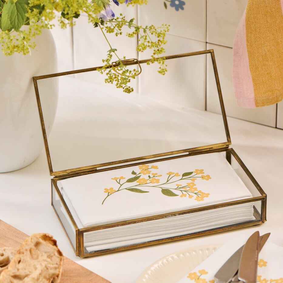Glass Box with Lid Solitaire Oblong Fits 10x20 cm Napkins